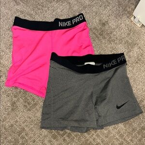 Nike Pro Women's Spandex Shorts - Pink and Gray